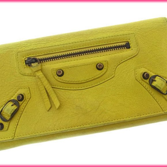 Balenciaga Wallet Purse Long Wallet Yellow Bronze Woman Authentic Used Y1952 - Picture 1 of 5